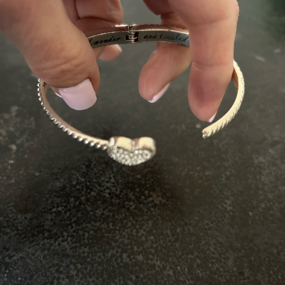 Brighton Heart Bangle Bracelet w/ hinged opening. Beautiful crystals in heart. - Picture 2 of 2